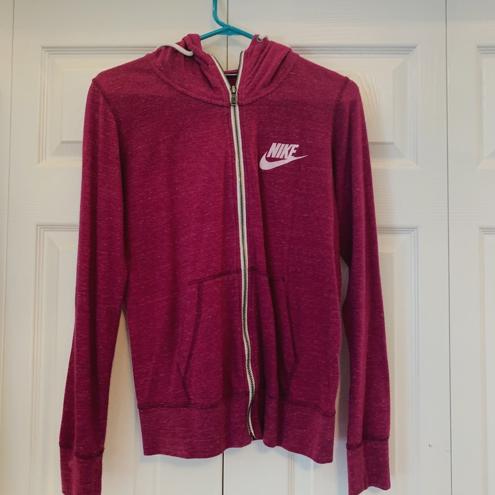 Fuchsia zip-up, hooded Nike sweatshirt!